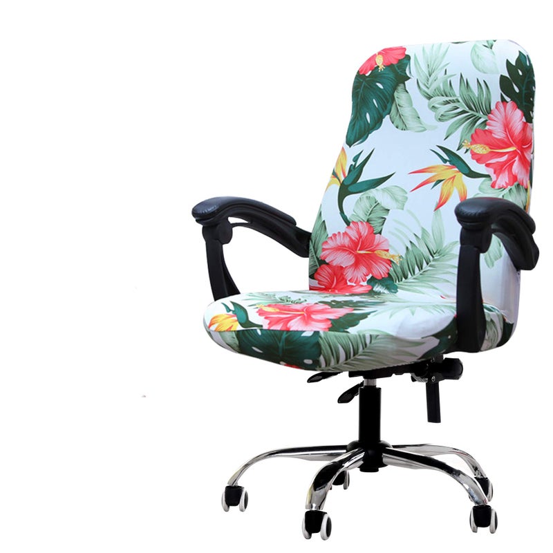 Deisy Dee Computer Office Chair Covers for Stretch Rotating Mid Back Chair Slipcovers Cover ONLY Chair Covers C162 Green Leaves