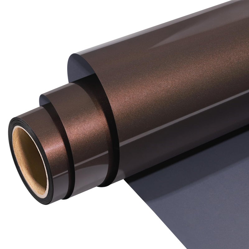 WRAPXPERT Metallic Brown HTV Heat Transfer Vinyl Roll,12''x5ft Mocha Brown Iron on Vinyl, Heat Press Vinyl for T-Shirts,Fabrics,Easy to Weed & Cut - Image 1