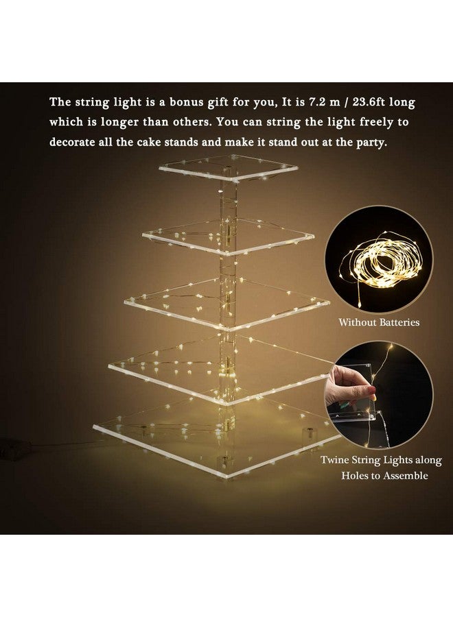 YestBuy Cupcake Stand - Premium Cupcake Holder - Acrylic Cupcake Tower Display - Cady Bar Party Décor - 5 Tier Acrylic Display for Pastry + LED Light String - Ideal for Weddings, Birthday Parties - Image 5