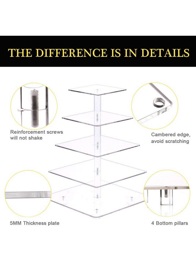 YestBuy Cupcake Stand - Premium Cupcake Holder - Acrylic Cupcake Tower Display - Cady Bar Party Décor - 5 Tier Acrylic Display for Pastry + LED Light String - Ideal for Weddings, Birthday Parties - Image 4