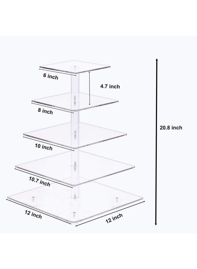 YestBuy Cupcake Stand - Premium Cupcake Holder - Acrylic Cupcake Tower Display - Cady Bar Party Décor - 5 Tier Acrylic Display for Pastry + LED Light String - Ideal for Weddings, Birthday Parties - Image 3