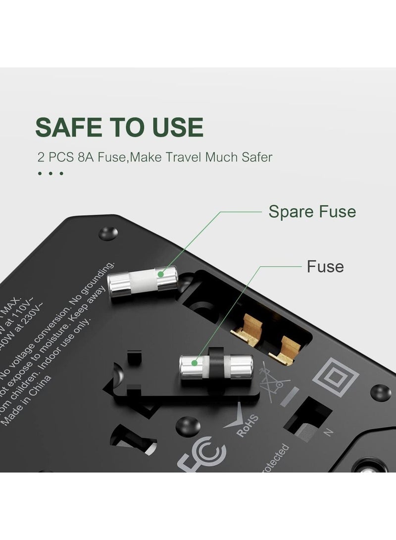 Universal International Travel Power Adapter with 3 USB + 1 Type C Charging Ports, European Adapter, Worldwide AC Outlet Plugs Adapters for Europe, UK, US, AU - Image 4