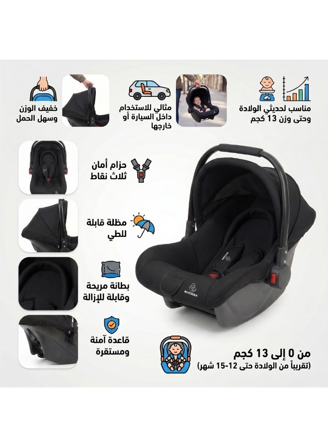 NIVORRA Newborn Infant Car Seat & Carrier, Lightweight, 3-Point Harness, 0-13 kg (0-15 Months) - Image 3