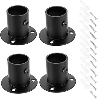 OwnMy OwnMy 4 Packs Stainless Steel Pole Sockets Flange Rod Holder, Wall Mount Pipe Bracket with Screws for Closet Wardrobe  - Image 1