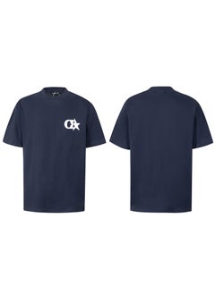 Basic Cotton round Neck Short Sleeve T-Shirt for Men Summer 2024 Digital Print Trendy Brand Cole Bxton Comfortable Breathable C18 navy blue