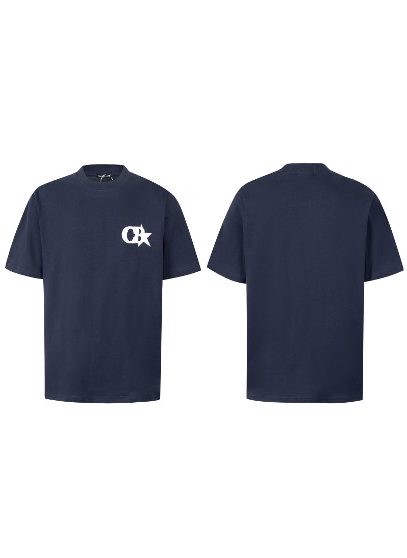 Generic - Basic Cotton round Neck Short Sleeve T-Shirt for Men Summer 2024 Digital Print Trendy Brand Cole Bxton Comfortable Breathable C18 navy blue - Image 1