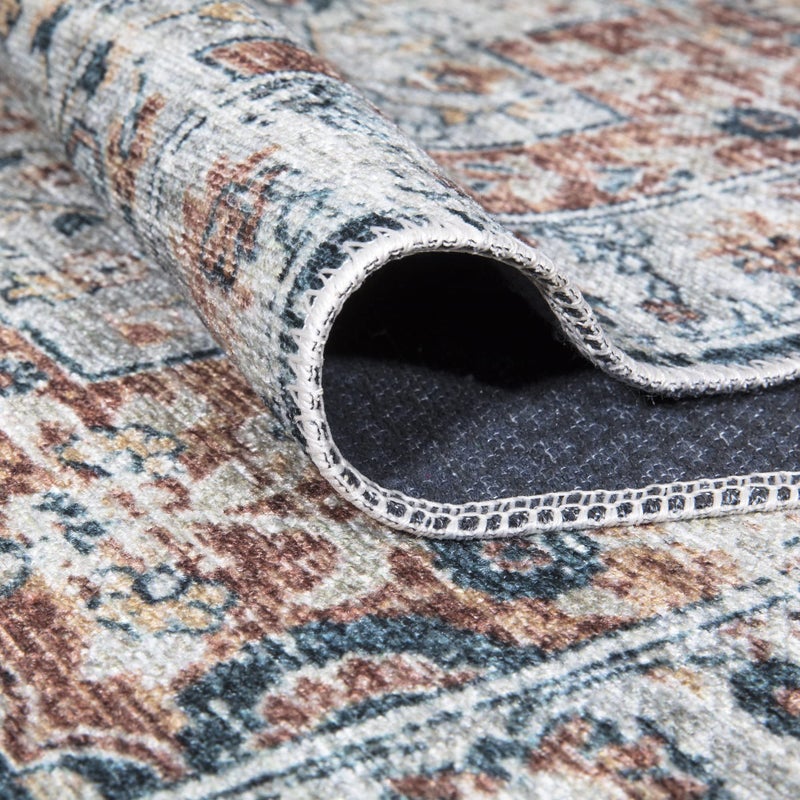 Bloom Rugs Bloom Rugs Caria Washable Non-Slip 12 ft Runner - Terracotta/Teal Traditional Runner for Entryway  Hallway  Bathroom  and Kitchen - Exact Size: 2'6"" x 12'  - Image 3