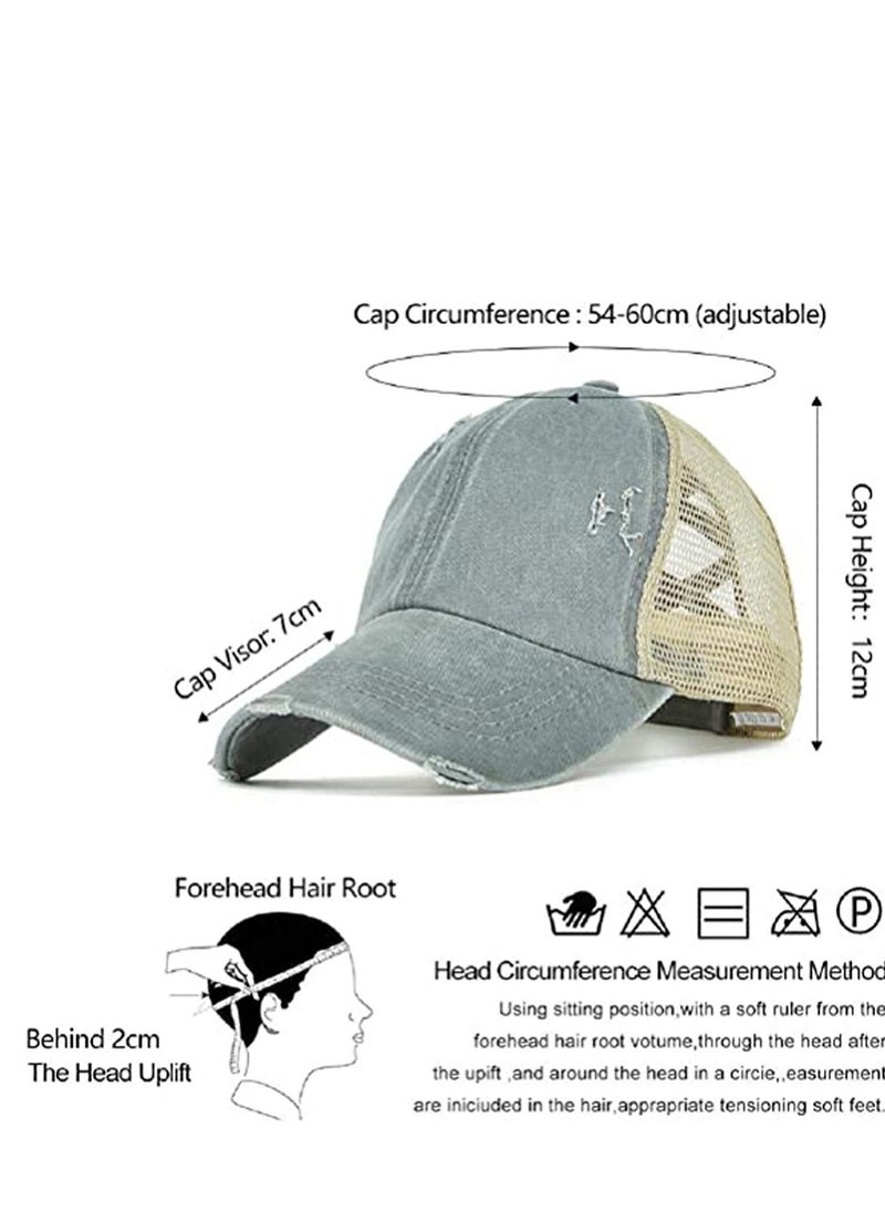 KASTWAVE - Womens Ponytail Hat Baseball Cap, Adjustable Cross Baseball Cap High Bun Unisex Vintage Washed Trucker Hats - Image 1