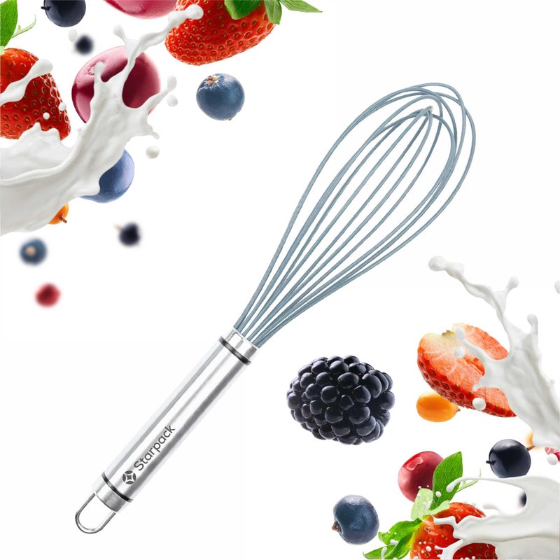 StarPack Home Starpack Whip it Good Silicone Whisk for Nonstick Cookware  Non Scratch Whisk Heat Resistant 600F  Kitchen Whisks for Cooking Baking  Stirring  Silicone Coated Durable Rubber Egg Whisks