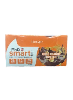 PhD PHD Smart Bar, High Protein Low Sugar Bar, Choc Peanut Butter Flavour - 20g protein, 2.2g sugar and Low Sugar - 12 pack to 64g per bar  - Image 1