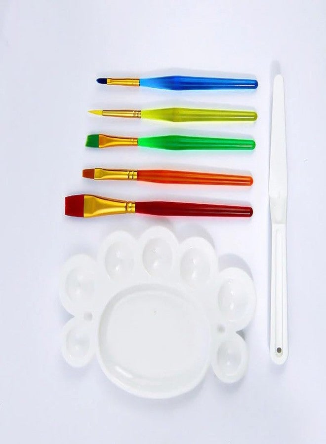 Brille Bee Professional Painting Brush Set – Soft Bristles, Ideal for Acrylics, Watercolor & Oil Paints (7Pc Paint Brush Tp Color with Tray) - Image 1