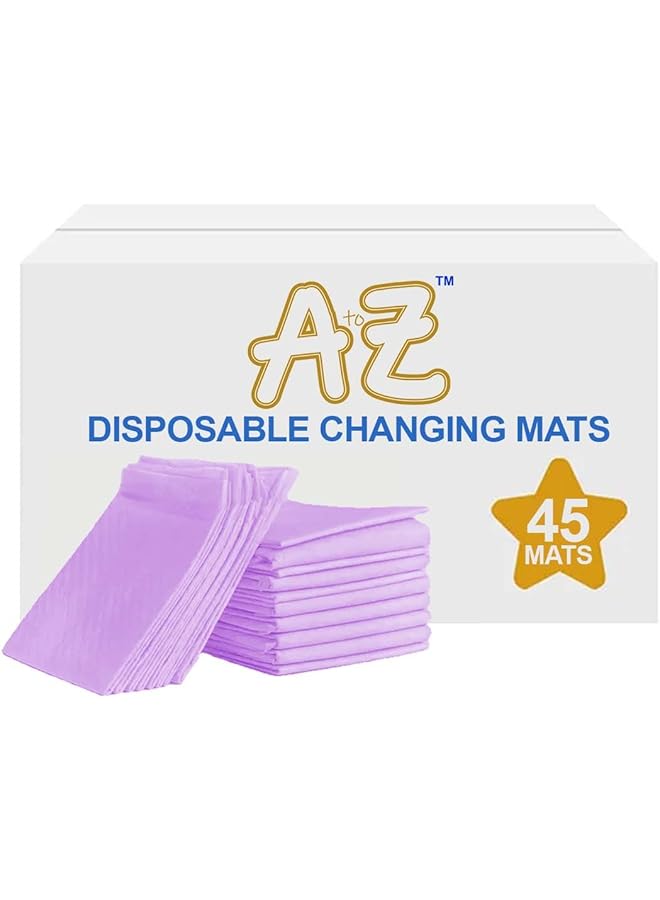 A TO Z Disposable Changing Mat Size (45Cm X 60Cm) Large Premium Quality For Baby Soft Ultra Absorbent Waterproof Pack Of 45 Lavender - Image 1