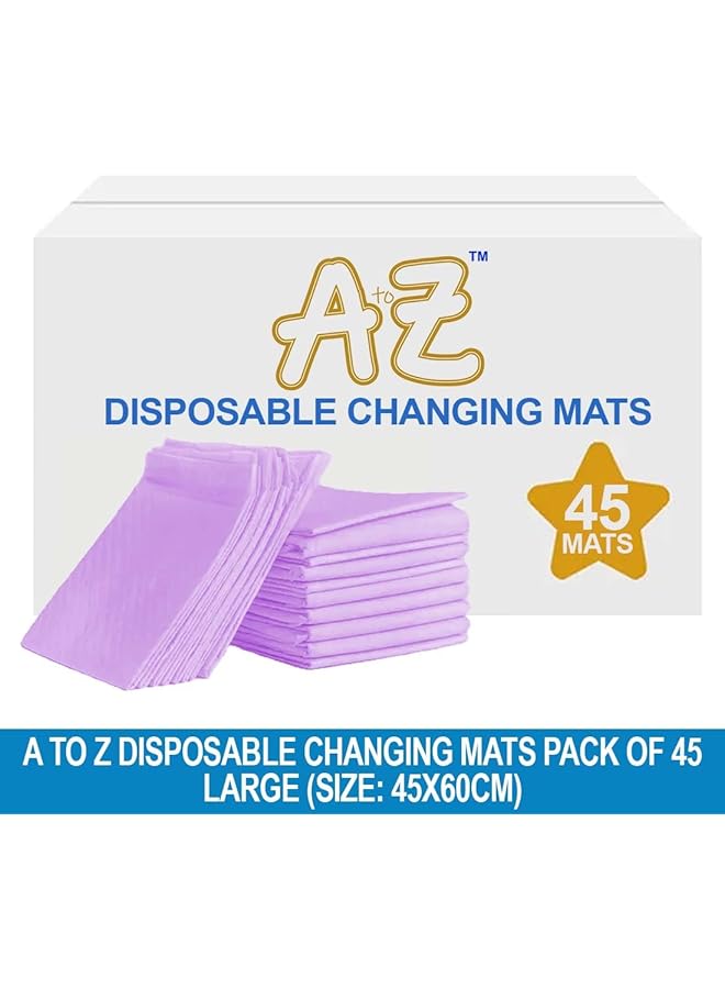 A TO Z Disposable Changing Mat Size (45Cm X 60Cm) Large Premium Quality For Baby Soft Ultra Absorbent Waterproof Pack Of 45 Lavender - Image 2