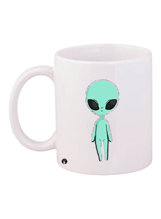 RYN Alien Printed Coffee Mug White/Green/Black 11ounce