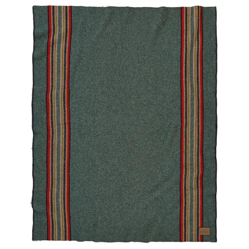 Pendleton Yakima Throw 54" x 66" - Wool Cotton, Soft and Durable Wool Throw for Home and Travel - Green Heather - Image 1