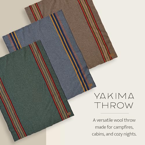 Pendleton Yakima Throw 54" x 66" - Wool Cotton, Soft and Durable Wool Throw for Home and Travel - Green Heather - Image 2