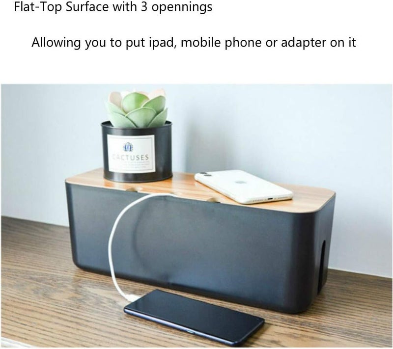 Sourcemall Cable Management Box| Power Stripe Organizer|Cord Organizer Box| Hide and Conceal Power Strips and Electrical Cords from TVs, Computers, and Desks| Keep Pets Safe (Black Large) - Image 5