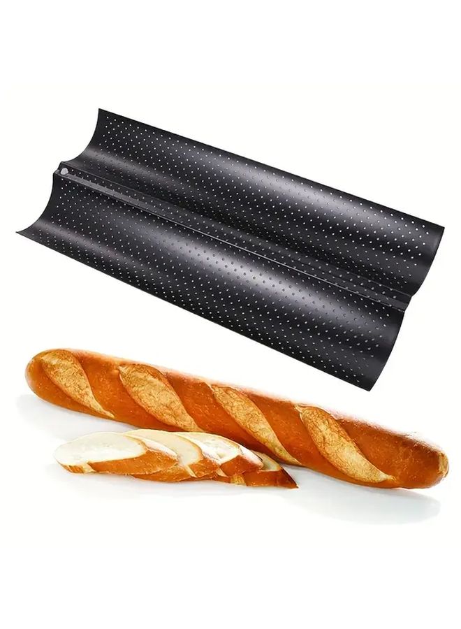 Black French Baguette Pan Perforated Mold Moisture Proof Cloth 250C Heat Resistant - Image 1