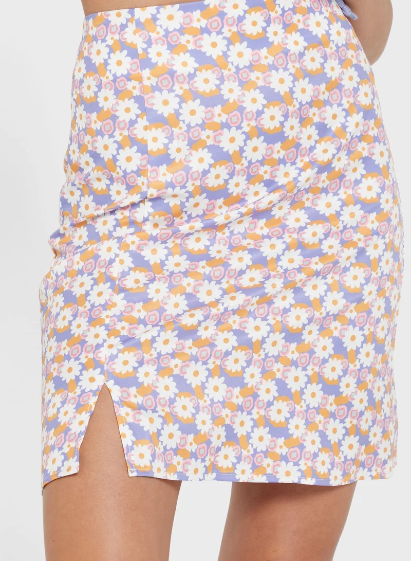 Ginger Daisy Print Mini Skirt