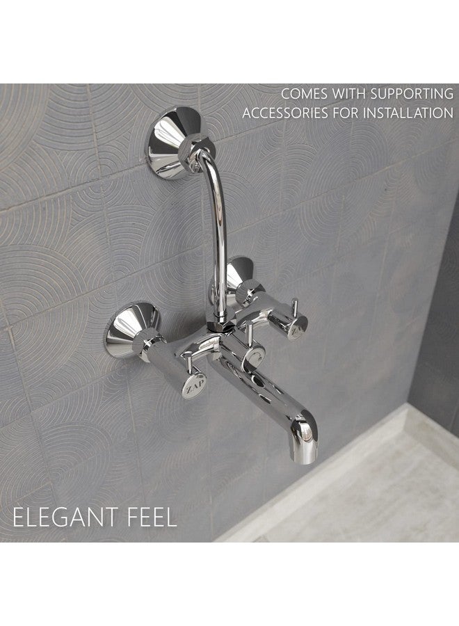 ZAP Elixir 2-in-1 Full Brass Wall Mixer Tap with Overhead Shower Provision & Long Bend Pipe | Chrome Plated Bathroom Mixer | Premium Wall Mounted Bath Fitting - Image 5