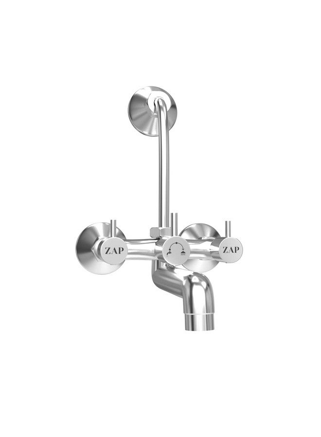 ZAP Elixir 2-in-1 Full Brass Wall Mixer Tap with Overhead Shower Provision & Long Bend Pipe | Chrome Plated Bathroom Mixer | Premium Wall Mounted Bath Fitting - Image 1