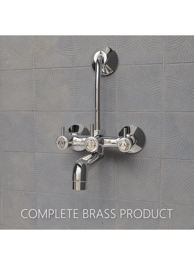 ZAP Elixir 2-in-1 Full Brass Wall Mixer Tap with Overhead Shower Provision & Long Bend Pipe | Chrome Plated Bathroom Mixer | Premium Wall Mounted Bath Fitting - Image 3