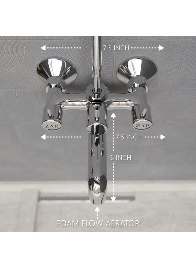 ZAP Elixir 2-in-1 Full Brass Wall Mixer Tap with Overhead Shower Provision & Long Bend Pipe | Chrome Plated Bathroom Mixer | Premium Wall Mounted Bath Fitting - Image 4