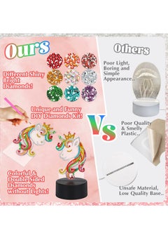 SYOSI Unicorn Diamond Painting Night Light Led Night Lights Diy Full Drill Crystal Unicorn Diamond Drawing Kits Children Bedside Lamp For Home Decoration Kid Craft Toy For 3 4 5 6 7 Year Old Girl Gifts  - Image 3