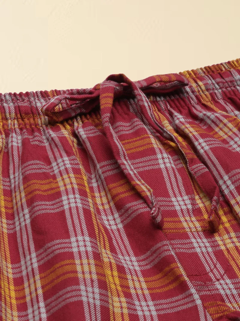 Joven  Red and Yellow Checked Lounge Shorts for Men for Men | Best Price UAE