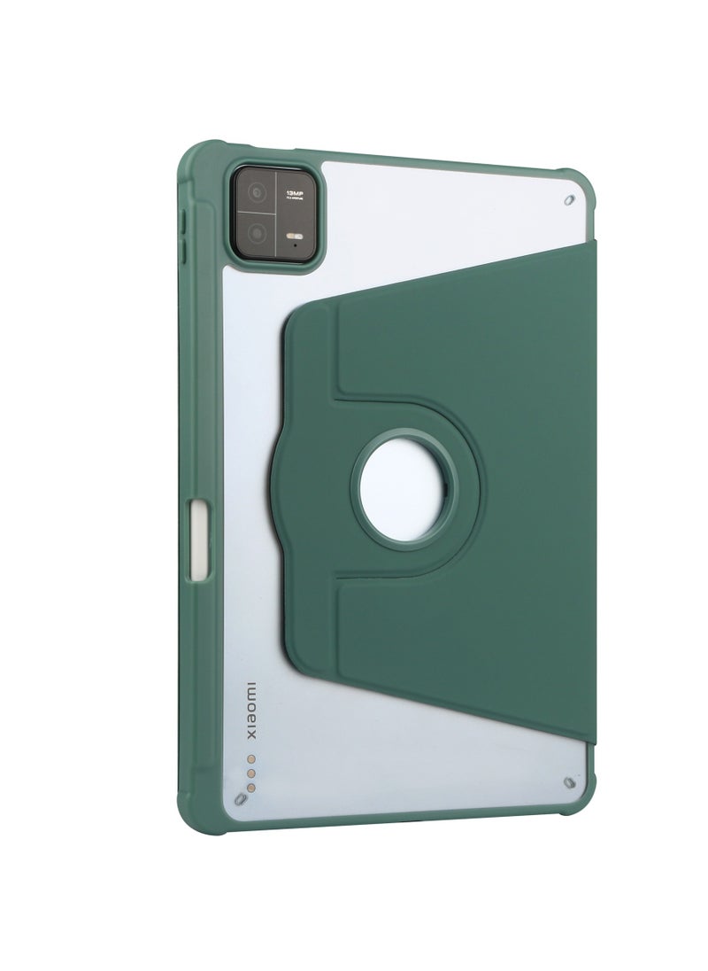 Rotating Case Compatible with Xiaomi Pad 7 / Pad 7 Pro, 360 Degree Rotating Stand Cover, Multi-Angle Viewing Folio Cover with Pencil Green