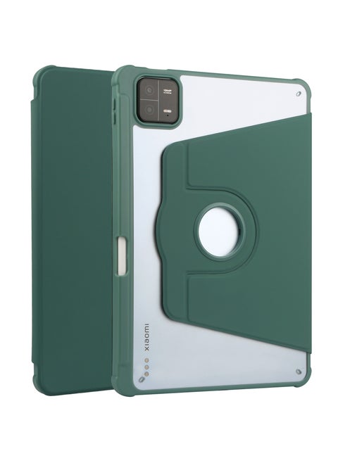 Rotating Case Compatible with Xiaomi Pad 7 / Pad 7 Pro, 360 Degree Rotating Stand Cover, Multi-Angle Viewing Folio Cover with Pencil Green