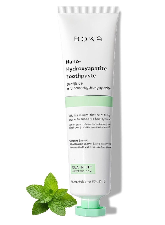 BOKA Fluoride Free Toothpaste, Nano Hydroxyapatite, For Teeth Whitening And Remineralizing, Sensitive Teeth, Dentist Recommended For Adult, Kids, Natural Peppermint Flavor Ela Mint, 4OZ - Image 1
