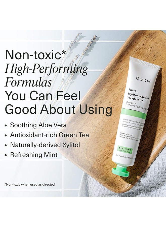 BOKA Fluoride Free Toothpaste, Nano Hydroxyapatite, For Teeth Whitening And Remineralizing, Sensitive Teeth, Dentist Recommended For Adult, Kids, Natural Peppermint Flavor Ela Mint, 4OZ - Image 3