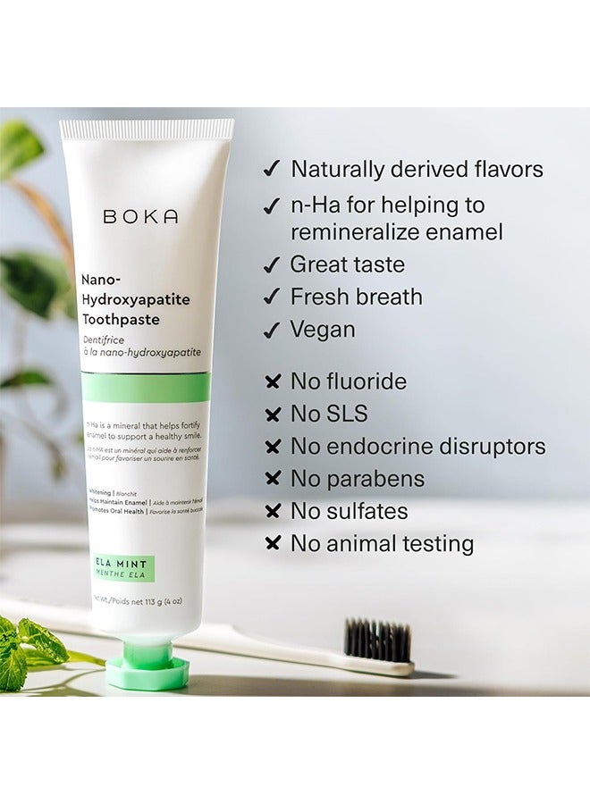 BOKA Fluoride Free Toothpaste, Nano Hydroxyapatite, For Teeth Whitening And Remineralizing, Sensitive Teeth, Dentist Recommended For Adult, Kids, Natural Peppermint Flavor Ela Mint, 4OZ - Image 5