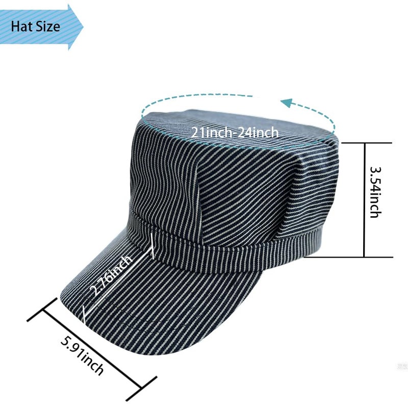 YukaBa Railroad Engineer Train Conductor Adult Hat Blue and White - Image 3