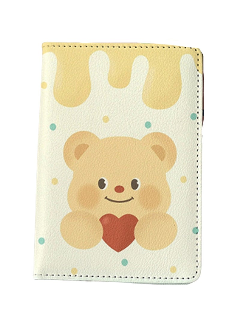 Heart-Shaped Bear Passport Holder Multi-Function Card Holder Passport Protection Cover, Id Card Holder Boys And Girls Pu Leather Travel Id Card Holder, Travel Accessories - Image 1