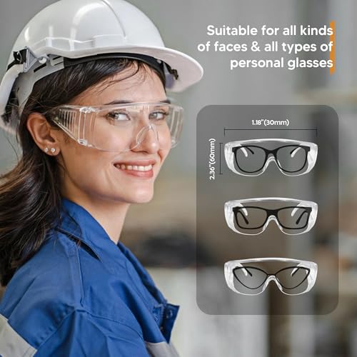 SATTRON Clear Safety Glasses Over Eyeglasses 12 PACK ANSI Z87.1 Impact Resistant Wide Vision Fits Over Most Prescription Glasses Dust/Chemical Splash Proof Lightweight Protective Eyewear for Men Women - Image 4