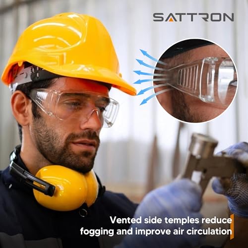 SATTRON Clear Safety Glasses Over Eyeglasses 12 PACK ANSI Z87.1 Impact Resistant Wide Vision Fits Over Most Prescription Glasses Dust/Chemical Splash Proof Lightweight Protective Eyewear for Men Women - Image 3