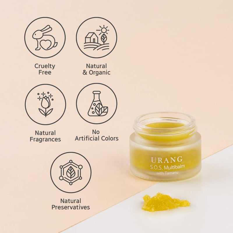 URANG SOS Multibalm | Natural Organic Deep All Purpose Balm | Supports Healing Dry Lips, Elbow, Knee, Hands & Scars | For All Skin Types Oily, Dry & Sensitive | Natural Skincare for Women, Men - Image 5