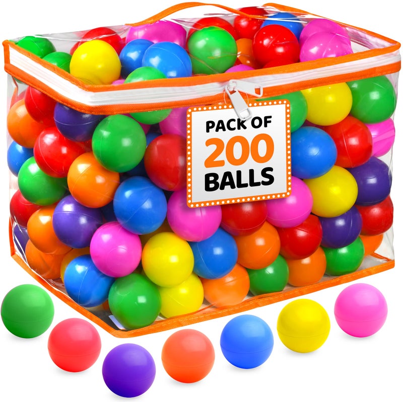 Play22 200 Ball Pit Balls for Toddlers with Storage Bag 7 Bright Colors Great Play Toys for Tents Pools and Party - Image 2