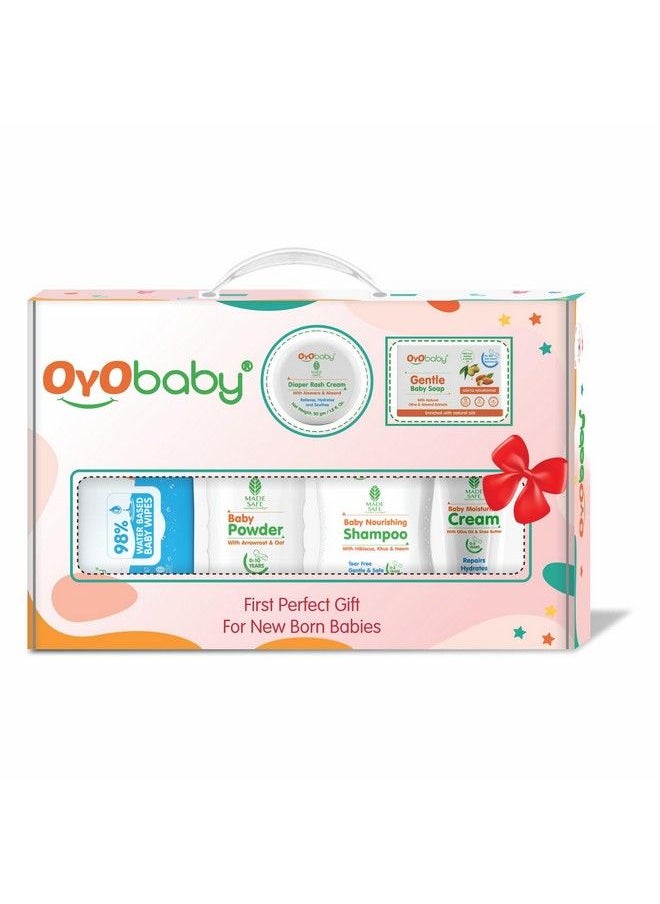 OYO BABY Baby Care Gift Set: Soap Powder Rash Cream Moisturizer Wipes & Shampoo For Gentle And Nourishing Care  - Image 1