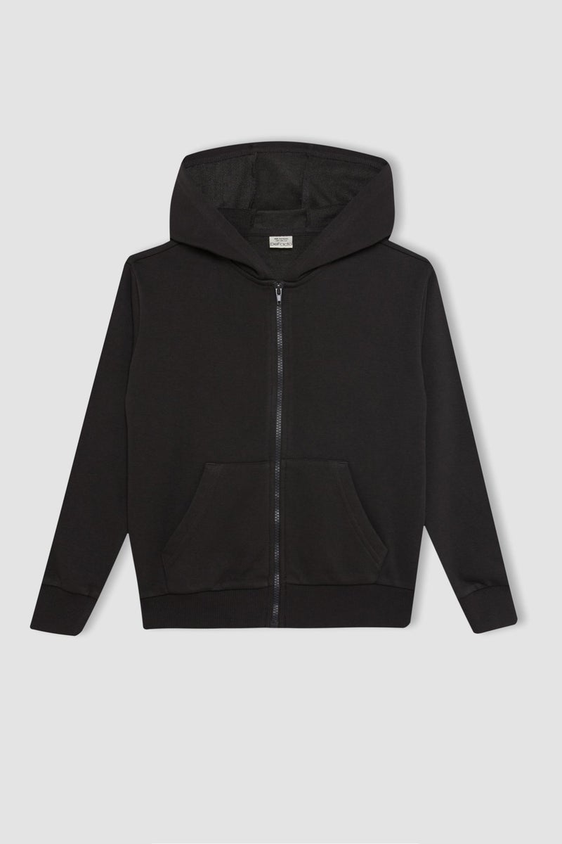 DeFacto Girl Basic Hooded Zippered School Cardigan - Image 5