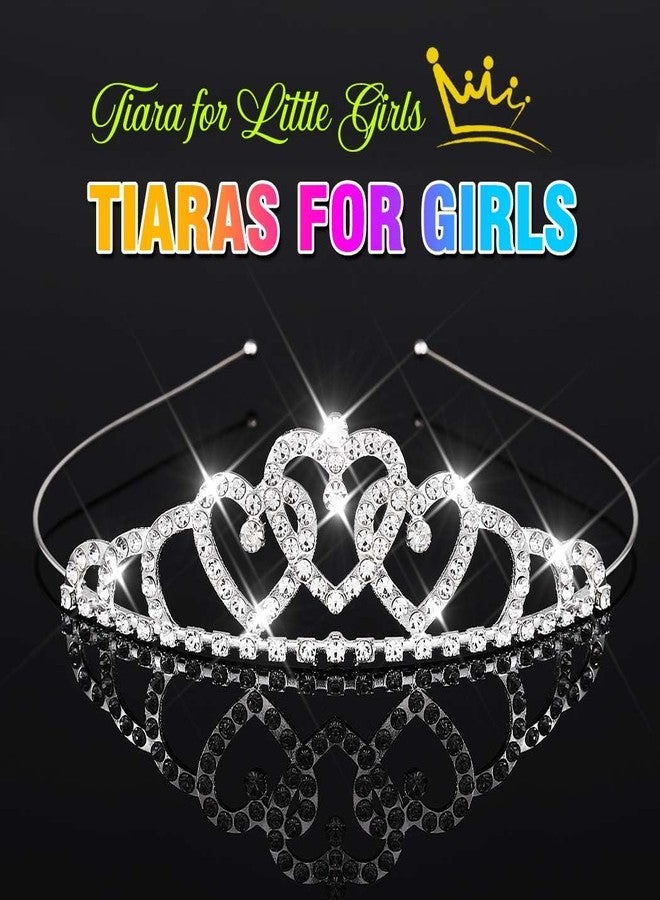 كيلشي تاج كيلشاي برينسيس للبنات، تاج فضي على شكل قلب مرصع بأحجار الراين، طوق رأس، إكسسوارات شعر كريستالية - Image 3