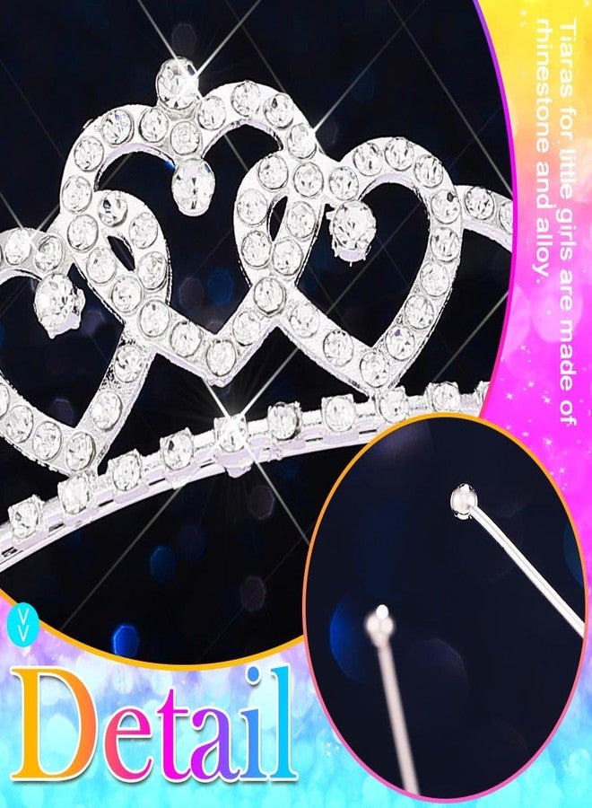 كيلشي تاج كيلشاي برينسيس للبنات، تاج فضي على شكل قلب مرصع بأحجار الراين، طوق رأس، إكسسوارات شعر كريستالية - Image 5