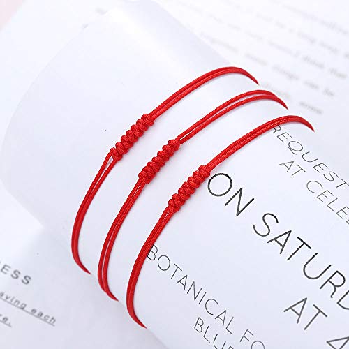 Shonyin Lucky Red String Bracelets Family 7 knots Kabbalah Protection Thread Handmade String Bracelets for Women Men Friends 3 PCS - Image 2
