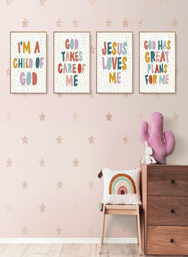 LARTSFRO Jesus Loves me Wall Art Decor Posters Prints, Inspirational Bible Verses Room Bedroom Bathroom Playroom Dorm Wall Art Decor Aesthetic for Nursery Baby Kids Teen Girls Gifts, Christian Classroom Wall Decor, 10x8 Inch Set of 4 Pcs Christian Pictures (UNFRAMED) - Image 3