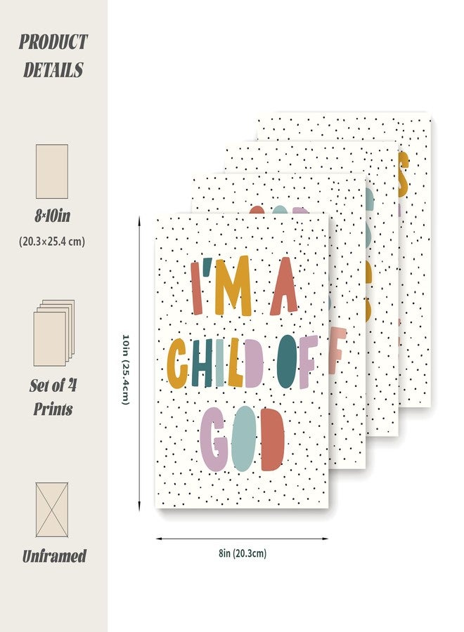 LARTSFRO Jesus Loves me Wall Art Decor Posters Prints, Inspirational Bible Verses Room Bedroom Bathroom Playroom Dorm Wall Art Decor Aesthetic for Nursery Baby Kids Teen Girls Gifts, Christian Classroom Wall Decor, 10x8 Inch Set of 4 Pcs Christian Pictures (UNFRAMED) - Image 2
