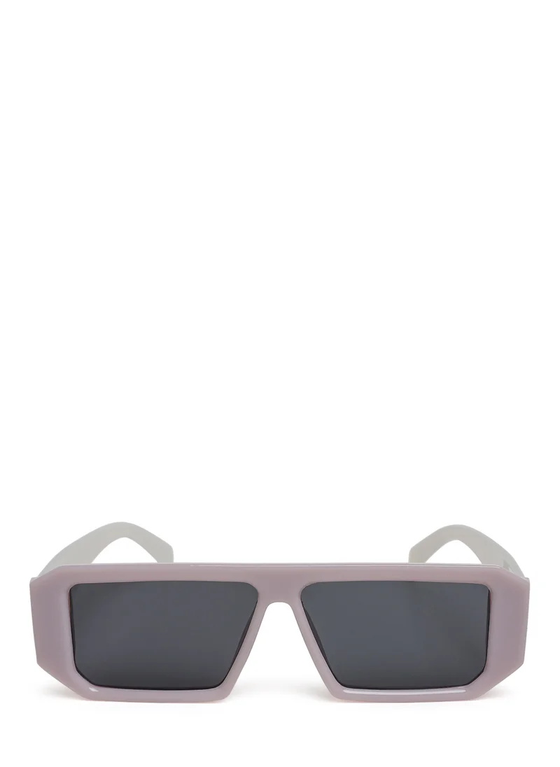 London Rag Flat Bridge Rectangular Sunglasses in Jelly White