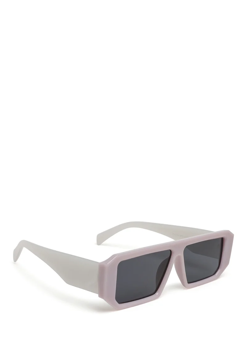 London Rag Flat Bridge Rectangular Sunglasses in Jelly White