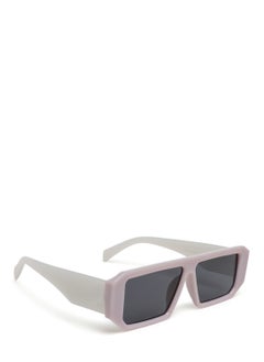 London Rag Flat Bridge Rectangular Sunglasses in Jelly White  - Image 2